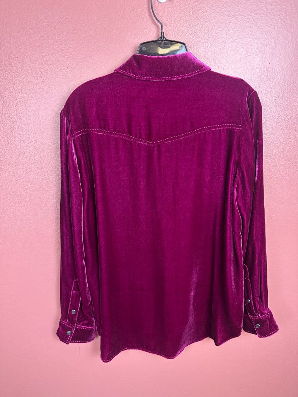 Sundance Cassity Velvet Shirt Retail $178 Color is Redbud Size Small Western - Picture 6 of 6